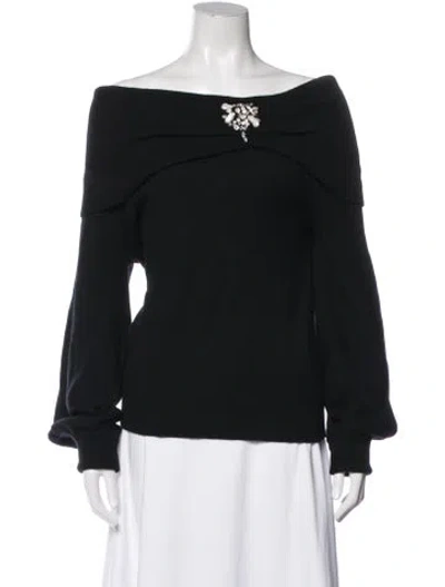 Pre-owned Neiman Marcus Cashmere Off-the-shoulder Sweater In Black
