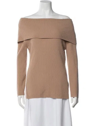 Pre-owned Neiman Marcus Cashmere Off-the-shoulder Sweater In Neutral