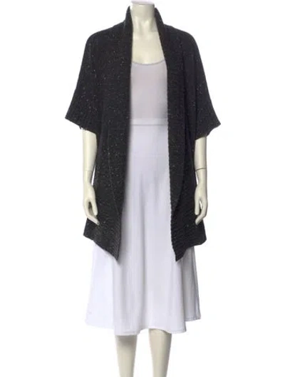 Pre-owned Neiman Marcus Cashmere Open Front Sweater In Black