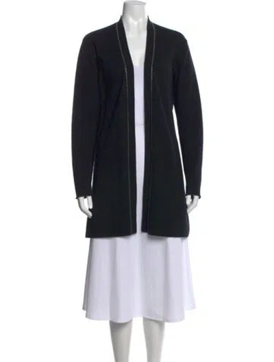 Pre-owned Neiman Marcus Cashmere Open Front Sweater In Black