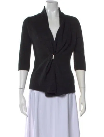Pre-owned Neiman Marcus Cashmere Open Front Sweater In Black