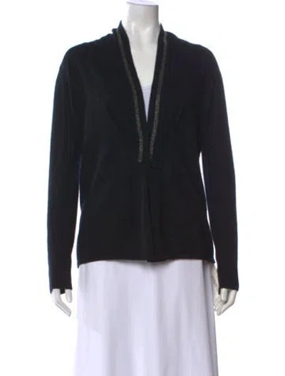 Pre-owned Neiman Marcus Cashmere Open Front Sweater In Black