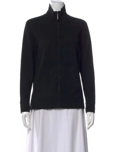Pre-owned Neiman Marcus Cashmere Open Front Sweater In Black