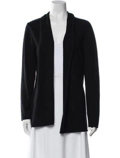 Pre-owned Neiman Marcus Cashmere Open Front Sweater In Black/blue