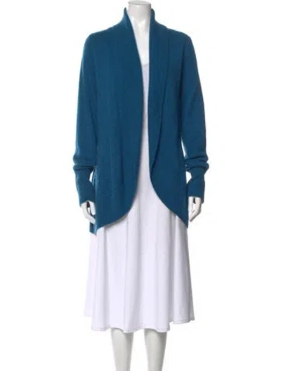 Pre-owned Neiman Marcus Cashmere Open Front Sweater In Blue