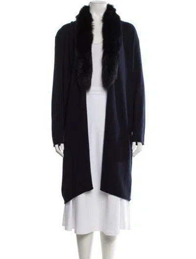 Pre-owned Neiman Marcus Cashmere Open Front Sweater In Blue