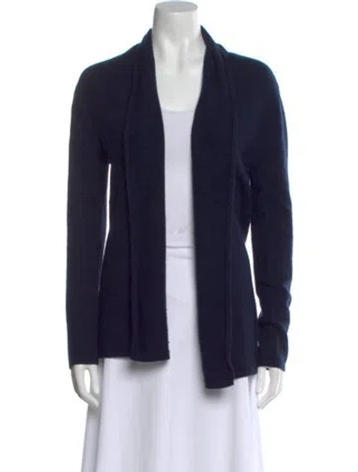 Pre-owned Neiman Marcus Cashmere Open Front Sweater In Blue
