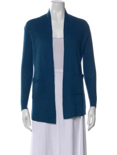 Pre-owned Neiman Marcus Cashmere Open Front Sweater In Blue