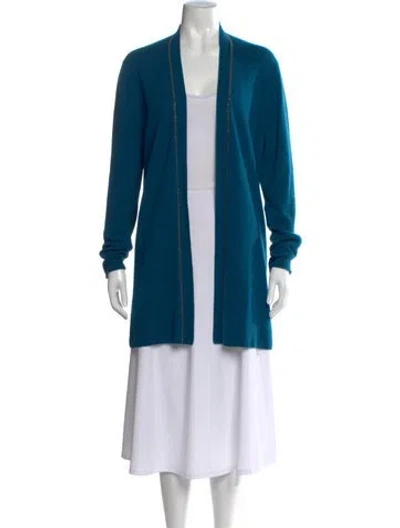 Pre-owned Neiman Marcus Cashmere Open Front Sweater In Blue
