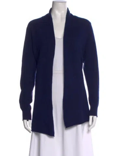 Pre-owned Neiman Marcus Cashmere Open Front Sweater In Blue
