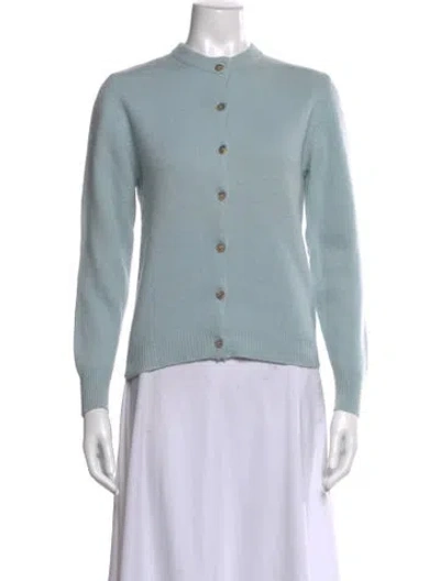 Pre-owned Neiman Marcus Cashmere Open Front Sweater In Blue