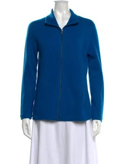 Pre-owned Neiman Marcus Cashmere Open Front Sweater In Blue