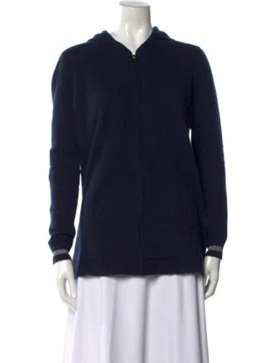 Pre-owned Neiman Marcus Cashmere Open Front Sweater In Blue