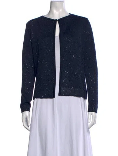 Pre-owned Neiman Marcus Cashmere Open Front Sweater In Blue
