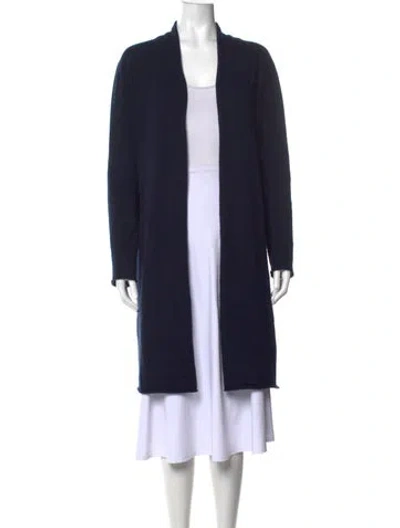 Pre-owned Neiman Marcus Cashmere Open Front Sweater In Blue