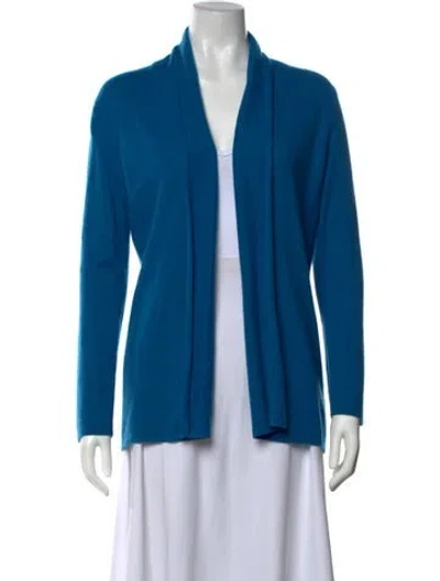 Pre-owned Neiman Marcus Cashmere Open Front Sweater In Blue