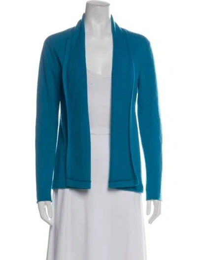 Pre-owned Neiman Marcus Cashmere Open Front Sweater In Blue