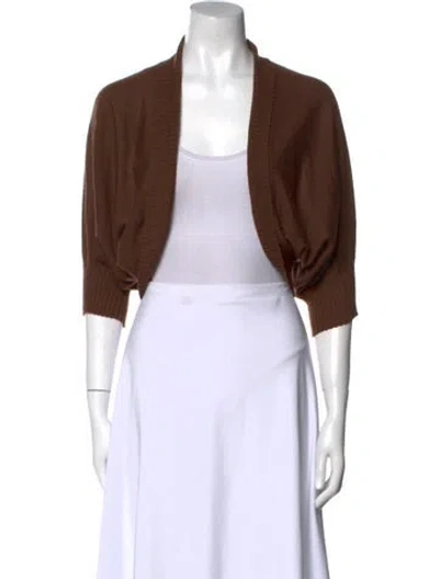 Pre-owned Neiman Marcus Cashmere Open Front Sweater In Brown