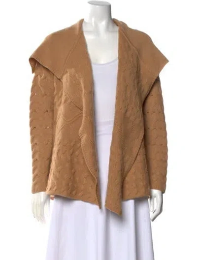 Pre-owned Neiman Marcus Cashmere Open Front Sweater In Brown