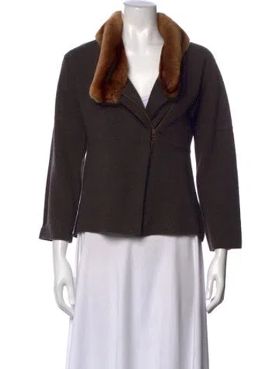 Pre-owned Neiman Marcus Cashmere Open Front Sweater In Brown