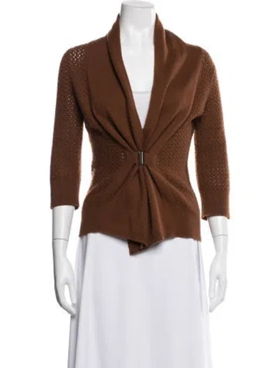 Pre-owned Neiman Marcus Cashmere Open Front Sweater In Brown