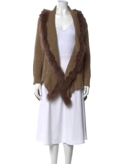 Pre-owned Neiman Marcus Cashmere Open Front Sweater In Brown