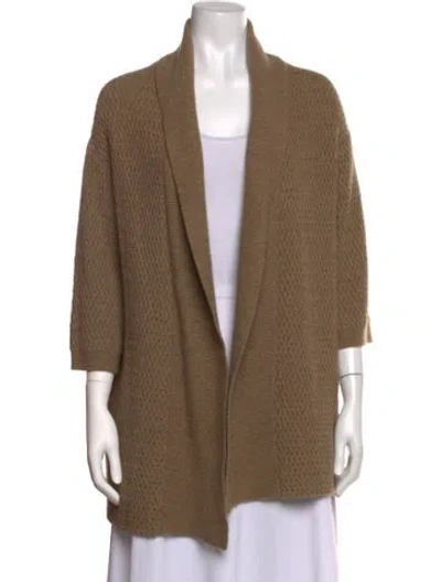 Pre-owned Neiman Marcus Cashmere Open Front Sweater In Brown