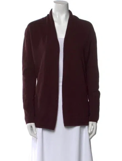 Pre-owned Neiman Marcus Cashmere Open Front Sweater In Burgundy