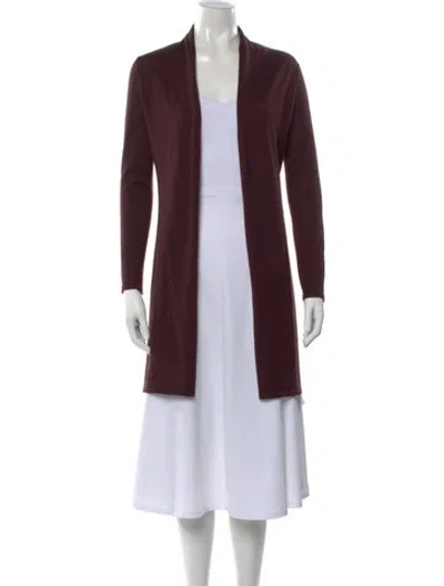 Pre-owned Neiman Marcus Cashmere Open Front Sweater In Burgundy