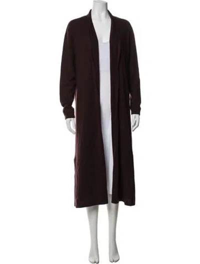 Pre-owned Neiman Marcus Cashmere Open Front Sweater In Burgundy