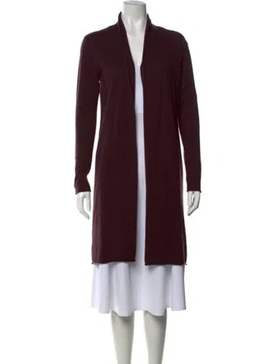 Pre-owned Neiman Marcus Cashmere Open Front Sweater In Burgundy