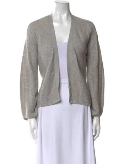 Pre-owned Neiman Marcus Cashmere Open Front Sweater In Gray