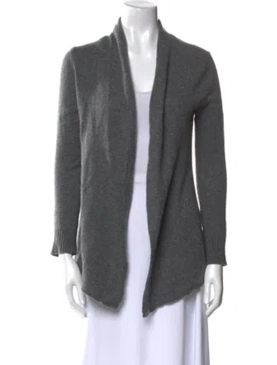 Pre-owned Neiman Marcus Cashmere Open Front Sweater In Gray