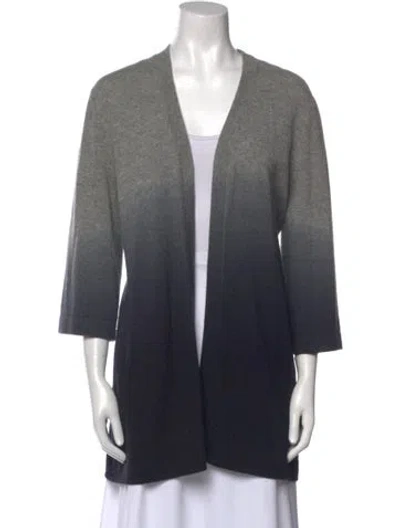 Pre-owned Neiman Marcus Cashmere Open Front Sweater In Gray