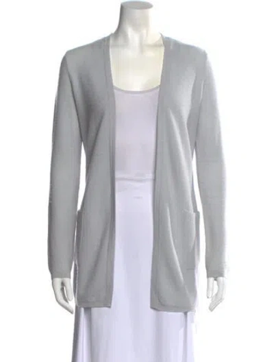 Pre-owned Neiman Marcus Cashmere Open Front Sweater In Gray