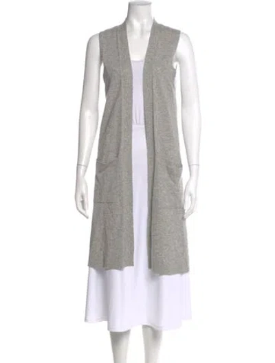 Pre-owned Neiman Marcus Cashmere Open Front Sweater In Gray