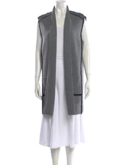 Pre-owned Neiman Marcus Cashmere Open Front Sweater In Gray