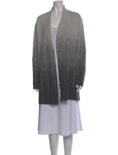 Pre-owned Neiman Marcus Cashmere Open Front Sweater In Gray