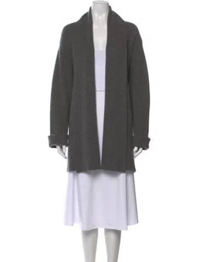 Pre-owned Neiman Marcus Cashmere Open Front Sweater In Gray
