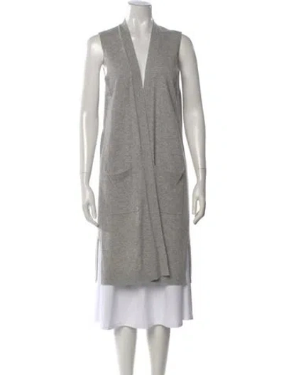 Pre-owned Neiman Marcus Cashmere Open Front Sweater In Gray