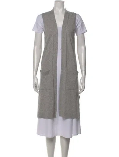Pre-owned Neiman Marcus Cashmere Open Front Sweater In Gray