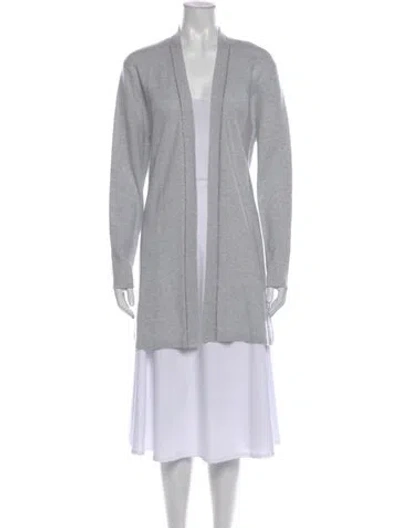 Pre-owned Neiman Marcus Cashmere Open Front Sweater In Gray