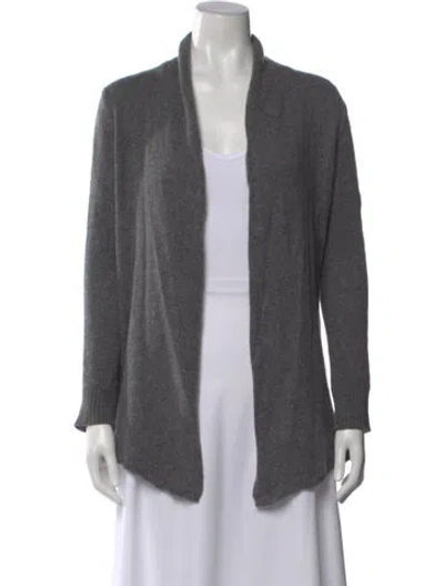 Pre-owned Neiman Marcus Cashmere Open Front Sweater In Gray