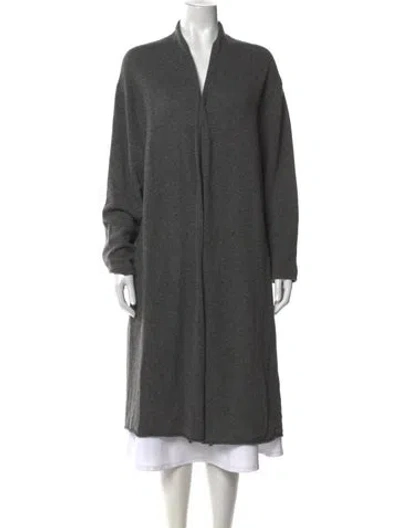 Pre-owned Neiman Marcus Cashmere Open Front Sweater In Gray