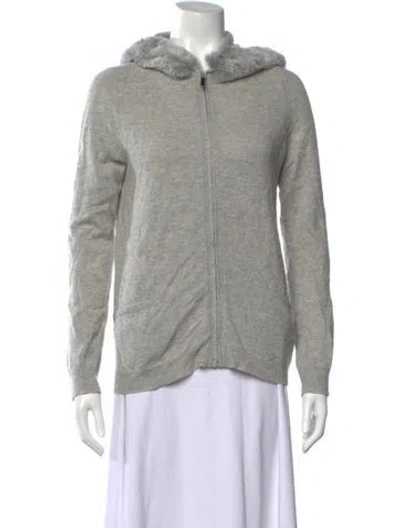 Pre-owned Neiman Marcus Cashmere Open Front Sweater In Gray