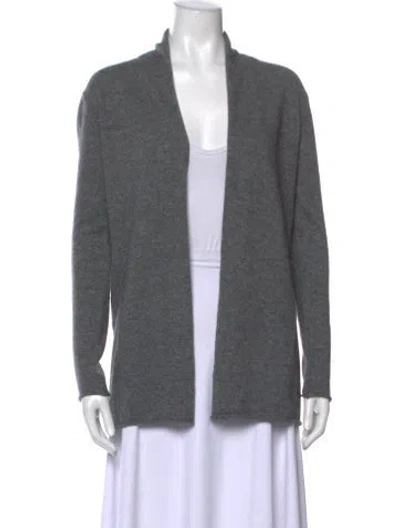 Pre-owned Neiman Marcus Cashmere Open Front Sweater In Gray