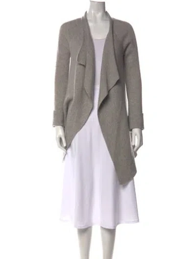 Pre-owned Neiman Marcus Cashmere Open Front Sweater In Gray