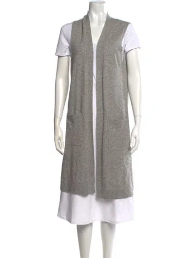 Pre-owned Neiman Marcus Cashmere Open Front Sweater In Gray
