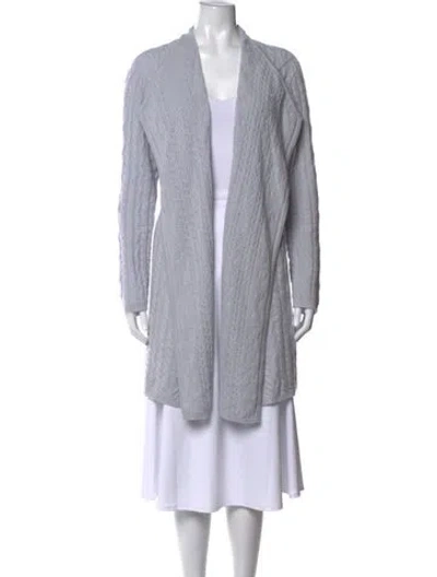 Pre-owned Neiman Marcus Cashmere Open Front Sweater In Gray