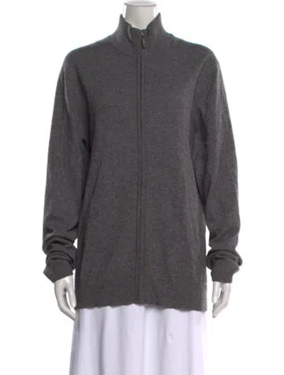 Pre-owned Neiman Marcus Cashmere Open Front Sweater In Grey
